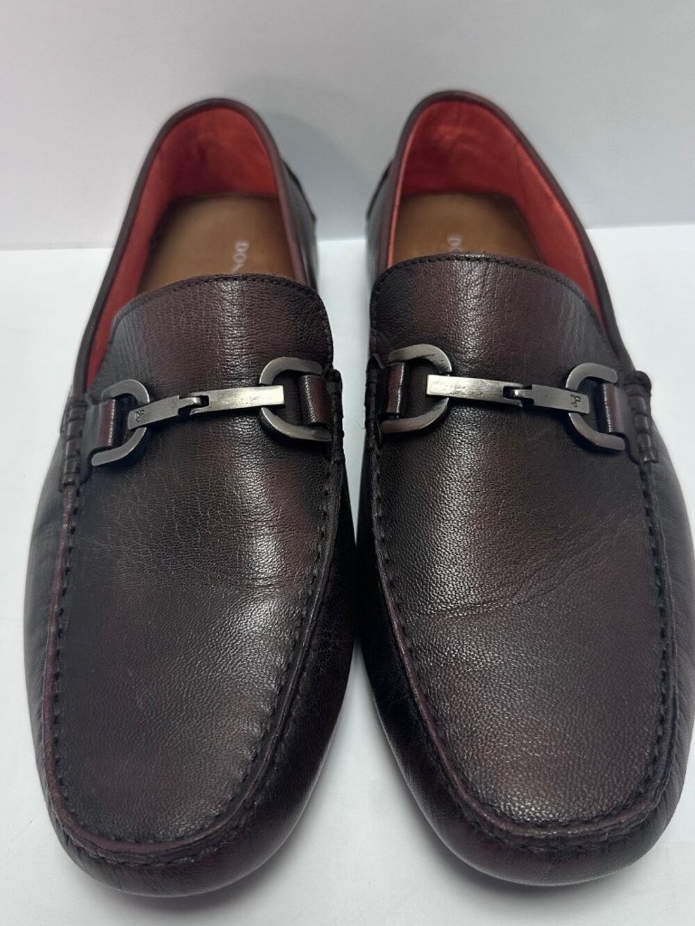 Donald J. Pliner Victor GW brown Leather Bit Moccasin Men's Shoes 9.5 M Luxury